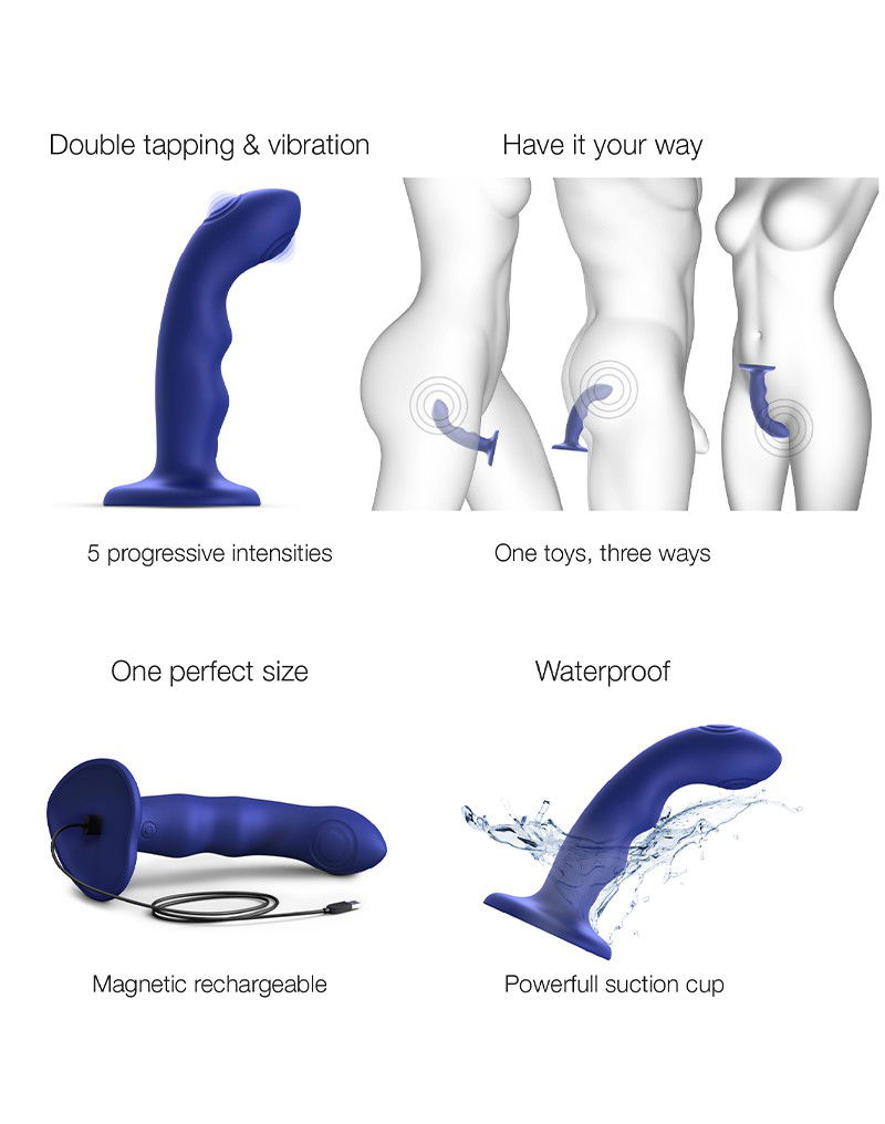Strap-On-Me - Tappende Dildo Wave - Blauw - Afbeelding 6