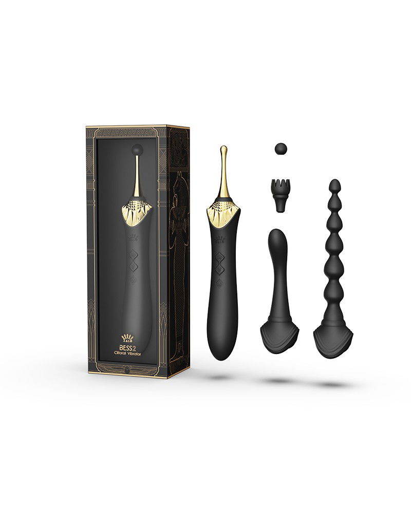 ZALO Bess 2 Verwarmende Clitoris Massager met 4 opzetstukken Zwart - Afbeelding 2