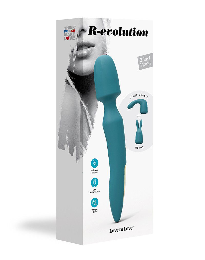 Love to Love R-Evolution Wand Vibrator met 2 Opzetstukken Blauw - Afbeelding 2