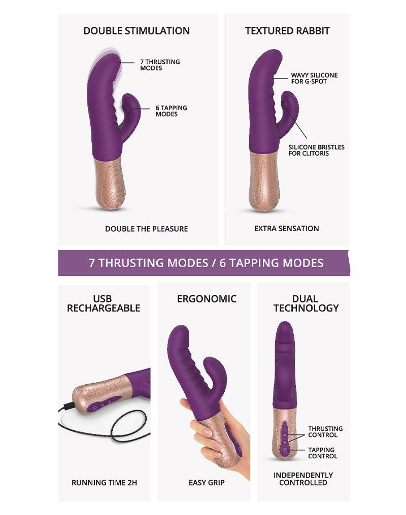 Love to Love Sassy Bunny Rabbit Vibrator Paars - Afbeelding 8