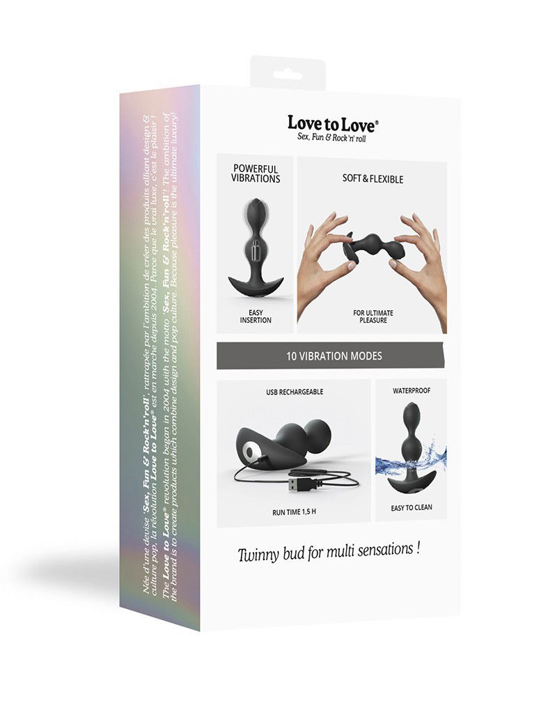 Love to Love Twinny Bud Vibrerende Anal Plug Zwart - Afbeelding 6