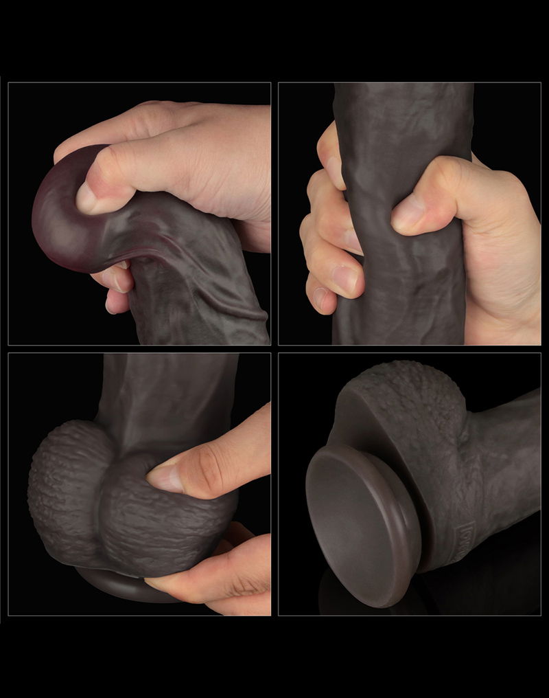 LoveToy - Nature Cock - 14,5" Dual Layered Bendable Cock XXL - Zwart - Afbeelding 10