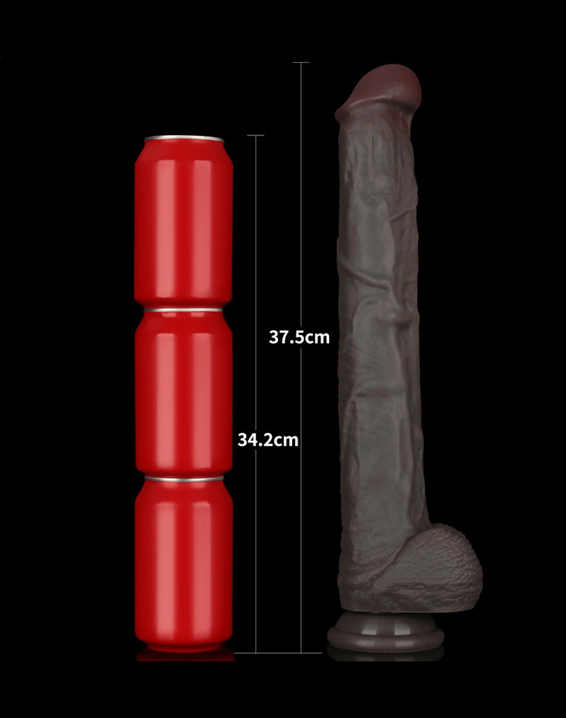 LoveToy - Nature Cock - 14,5" Dual Layered Bendable Cock XXL - Zwart - Afbeelding 11