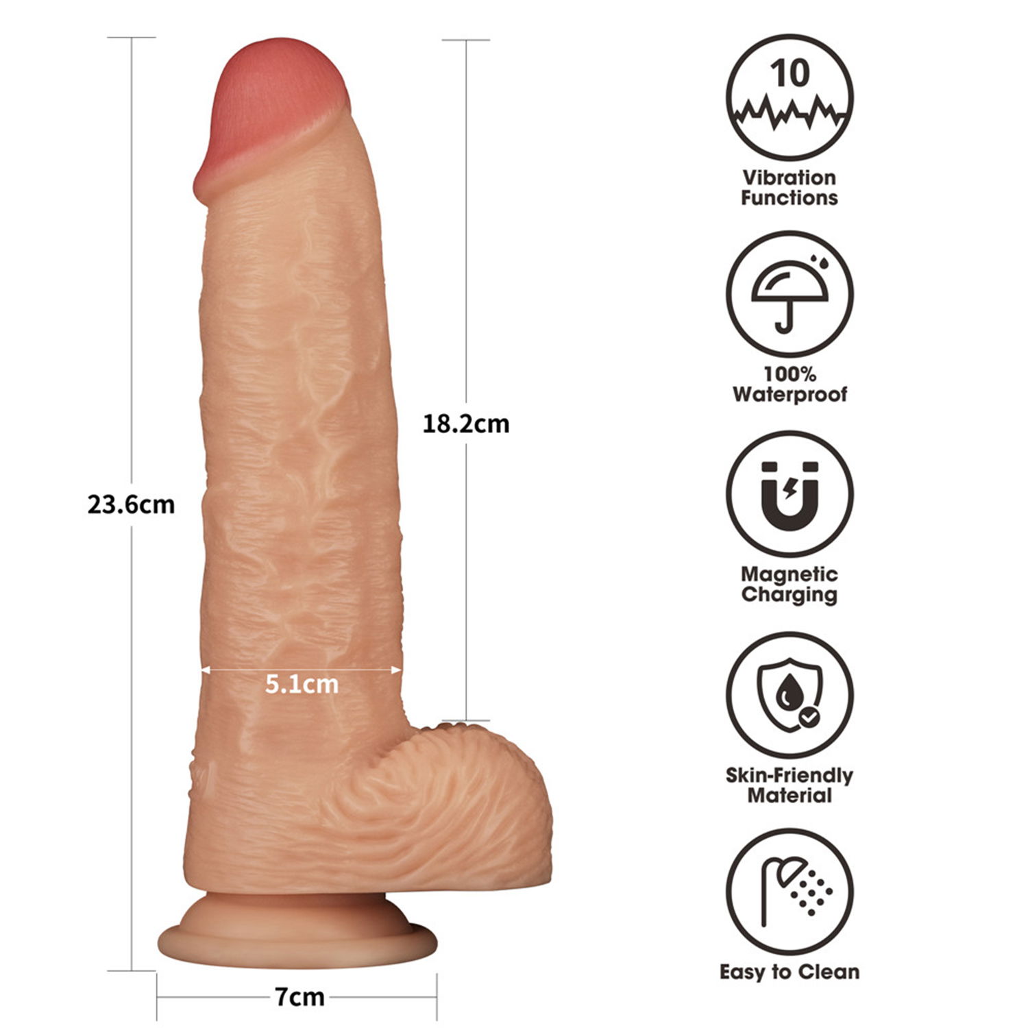 LoveToy Ingen Vibrating Enhanced Strap-on Set 24 cm Nude - Afbeelding 9