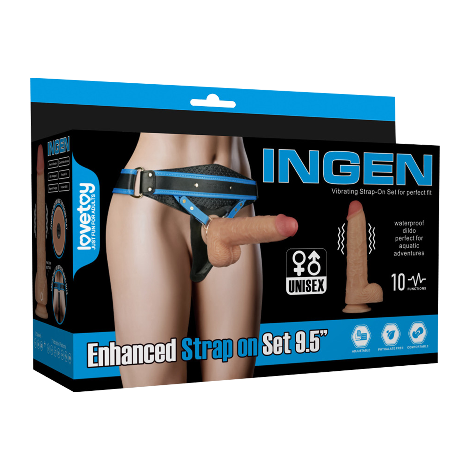 LoveToy Ingen Vibrating Enhanced Strap-on Set 24 cm Nude - Afbeelding 13