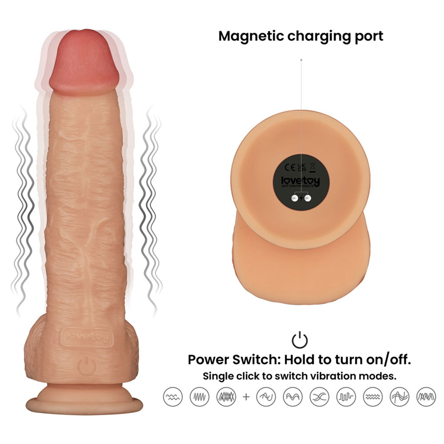 LoveToy Ingen Vibrating Enhanced Strap-on Set 24 cm Nude - Afbeelding 10