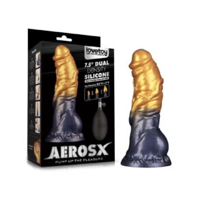 LoveToy – Dual Density Opblaasbare Dildo 7,5″ / 19 cm – Goud/Zwart