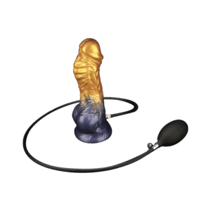 LoveToy – Dual Density Opblaasbare Dildo  8″/ 20 cm – Goud/Zwart