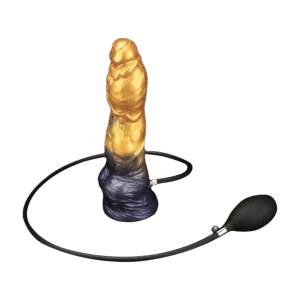 LoveToy – Dual Density Opblaasbare Dildo 10″/ 25 cm – Goud/Zwart