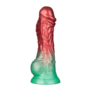 LoveToy – Dual Density Opblaasbare Dildo 8″/ 20 cm – Rood/Groen