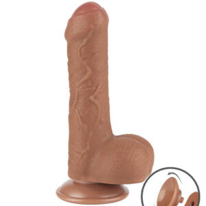 LoveToy – Sliding Skin Dildo 18,3 cm (Ø 3,5 cm) – Bruin