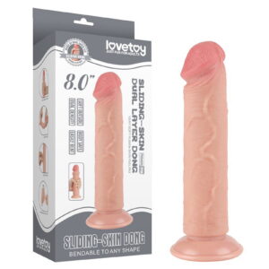 LoveToy – Glijdende Huid Dildo 20 cm (Ø 3.8 cm) – Nude