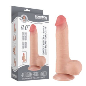 LoveToy – Glijdende Huid Dildo 20 cm (Ø 3.9 cm) – Nude