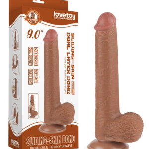 LoveToy – Sliding Skin Dildo 22 cm (Ø 3,7 cm) – Bruin