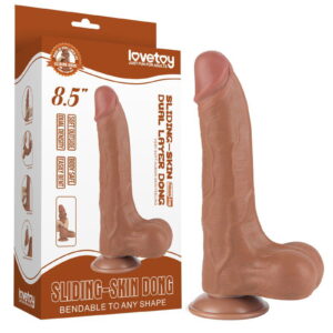 LoveToy – Sliding Skin Dildo 22 cm (Ø 4,3 cm) – Bruin