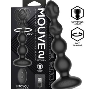 IY – Mouve – Buttplug met golven en vibratie met afstandsbediening, 2 motoren – Zwart