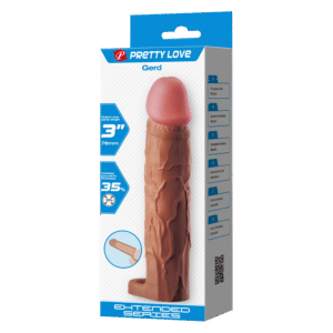 Pretty Love Gerd Cock Ring met verlengde Penis Sleeve 75mm Bruin