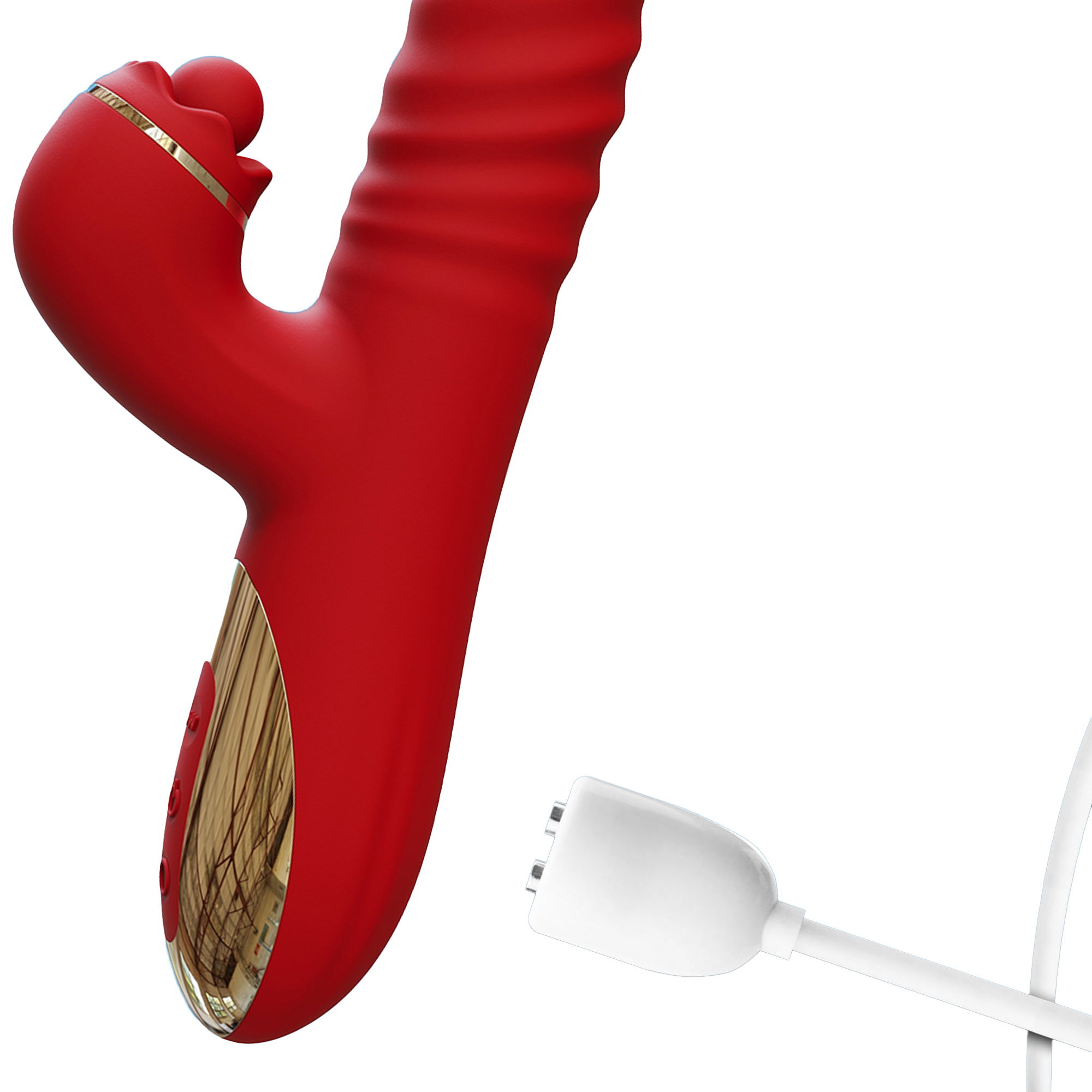IY - Ascen - Rabbit Vibrator - Thrusting And Waving Vibrator met app - Rood - Afbeelding 8