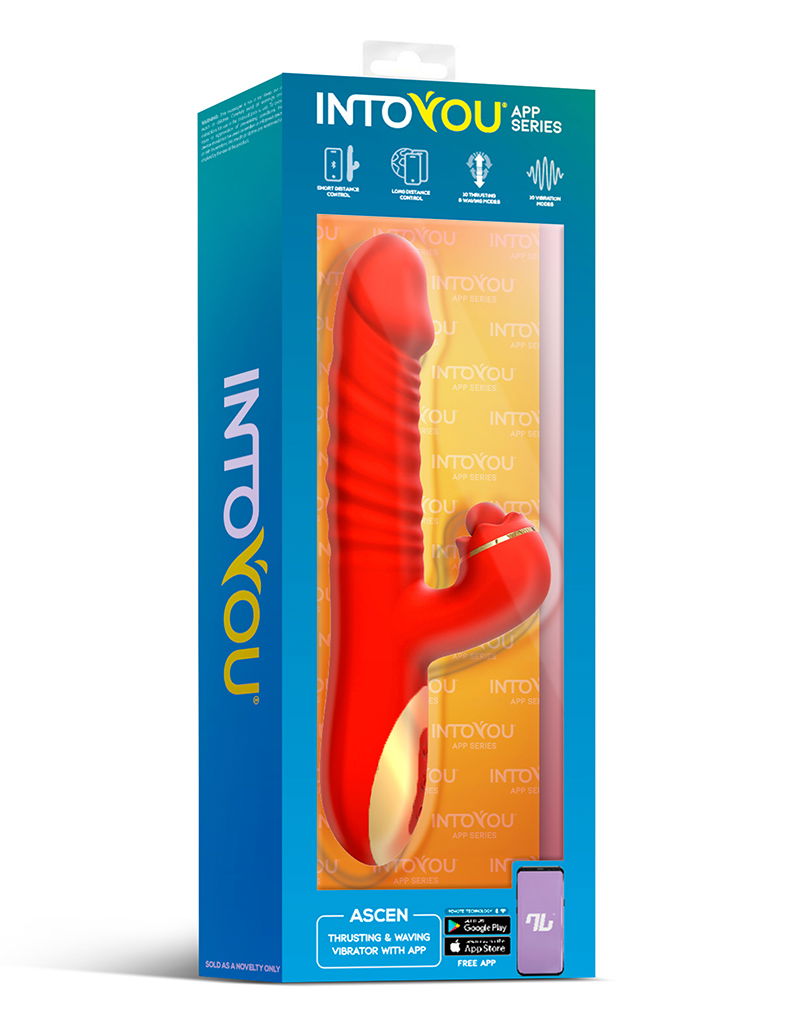 IY - Ascen - Rabbit Vibrator - Thrusting And Waving Vibrator met app - Rood - Afbeelding 12