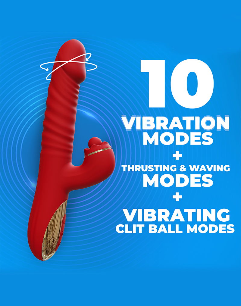 IY - Ascen - Rabbit Vibrator - Thrusting And Waving Vibrator met app - Rood - Afbeelding 11