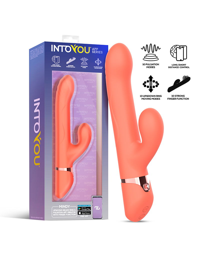 IY - Mindy - Rabbit Vibrator met kralen en app - Oranje - Afbeelding 2