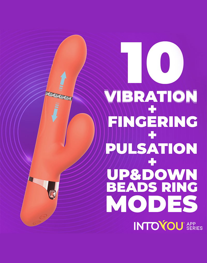 IY - Mindy - Rabbit Vibrator met kralen en app - Oranje - Afbeelding 9