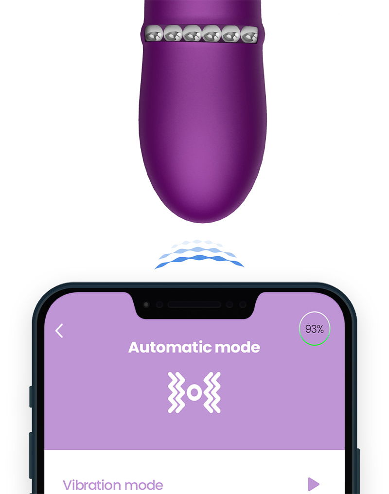 IY - Sendel - Rabbit Vibrator met kralenring en app - Paars - Afbeelding 9