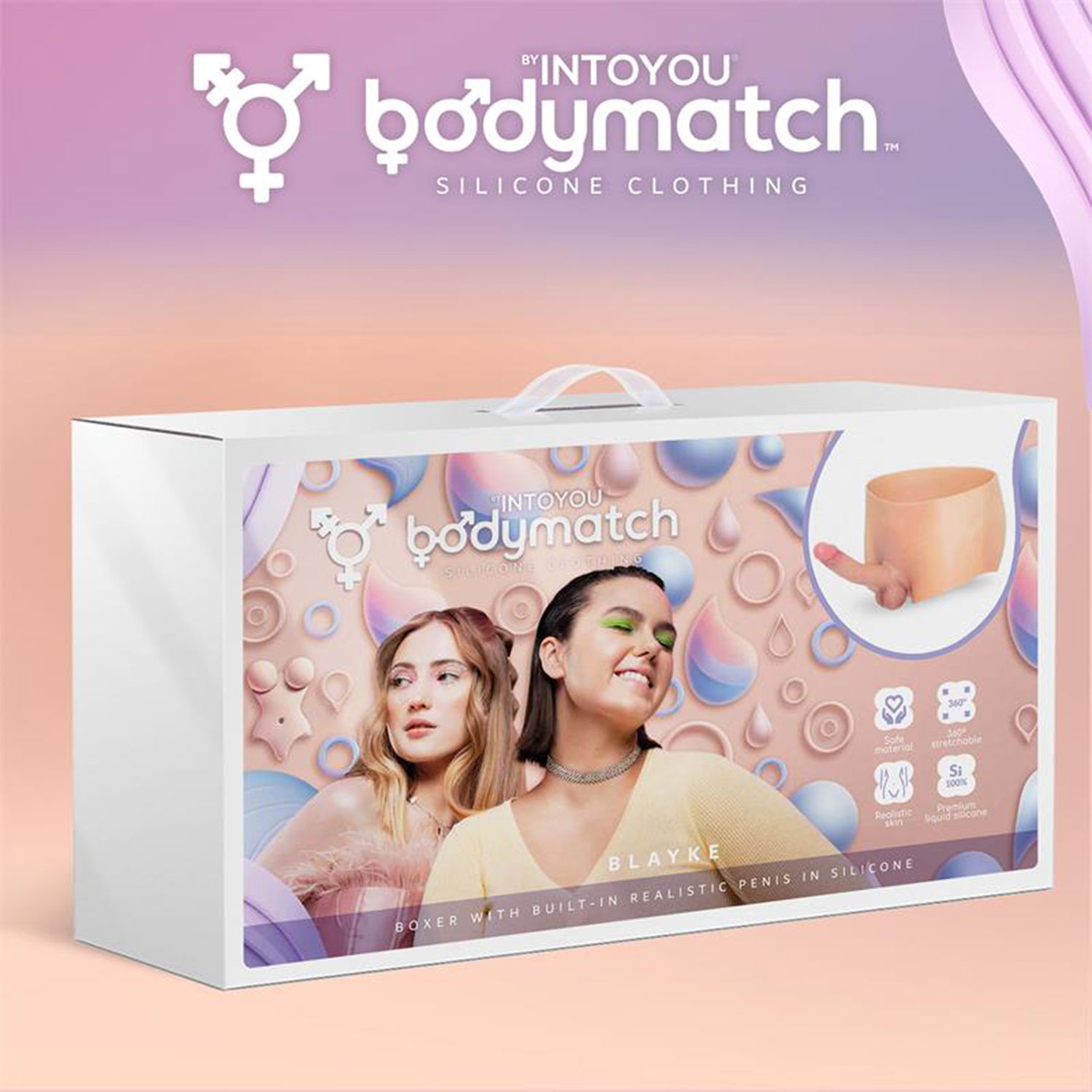 BODYMATCH - Blayke - Boxershort met ingebouwde penis van 18 cm - Siliconen - One Size - Huidskleur - Afbeelding 5