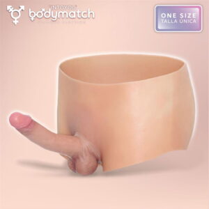 BODYMATCH – Blayke – Boxershort met ingebouwde penis van 18 cm – Siliconen – One Size – Huidskleur