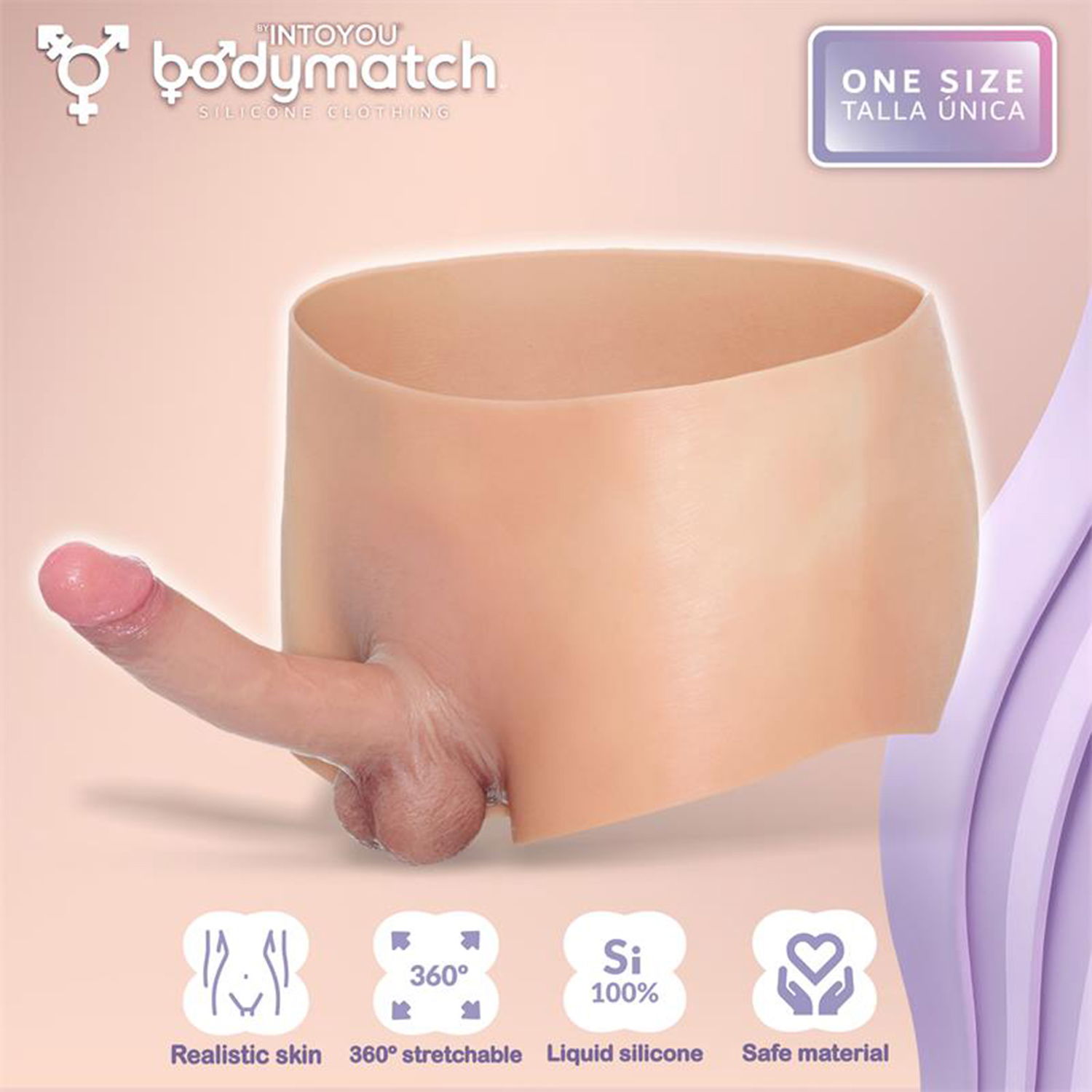 BODYMATCH - Blayke - Boxershort met ingebouwde penis van 18 cm - Siliconen - One Size - Huidskleur - Afbeelding 4