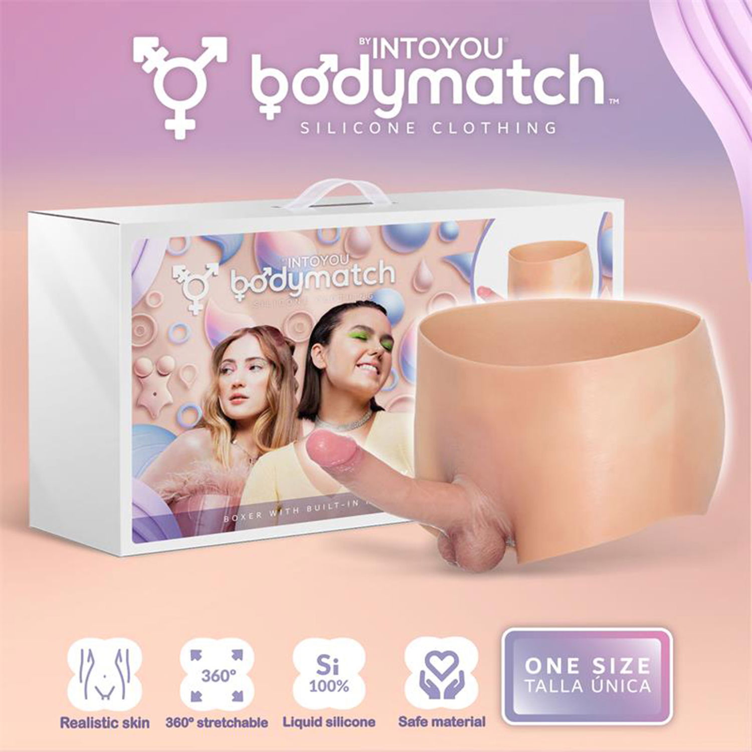 BODYMATCH - Blayke - Boxershort met ingebouwde penis van 18 cm - Siliconen - One Size - Huidskleur - Afbeelding 3