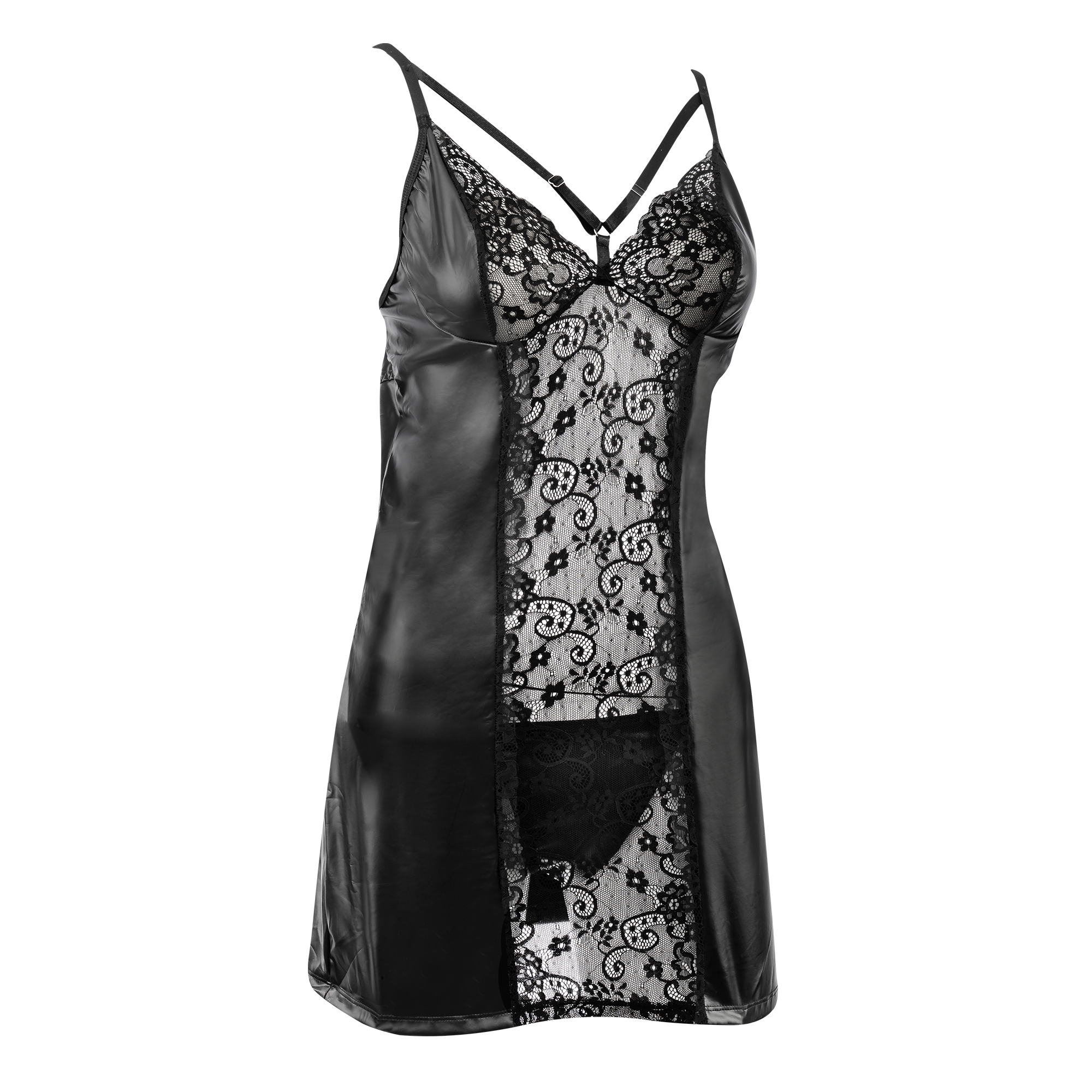 Amorable by Rimba - Wetlook Jurk met Kant - Zwart - Afbeelding 6