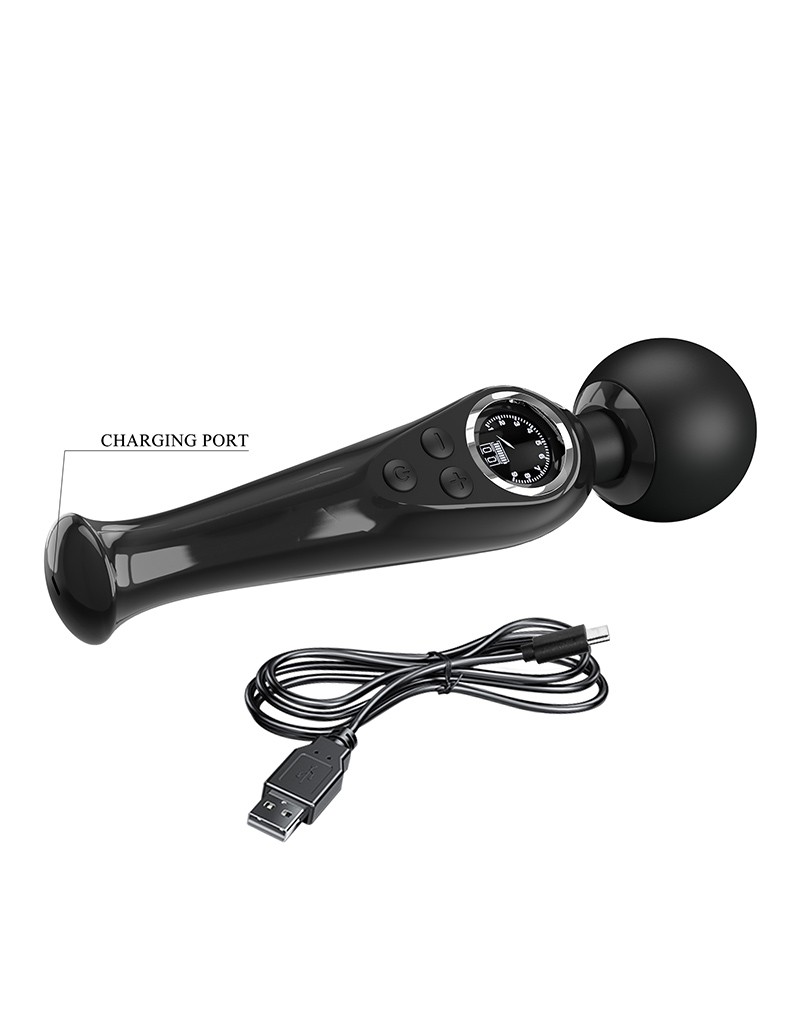 Pretty Love - Skyler - Wand Vibrator met Digitaal LED Display - Zwart - Afbeelding 8