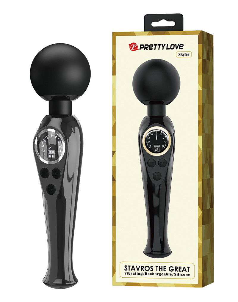 Pretty Love - Skyler - Wand Vibrator met Digitaal LED Display - Zwart - Afbeelding 9