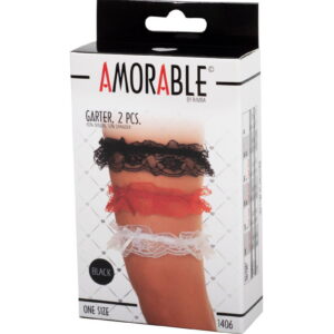Amorable by Rimba – Kousenbanden (2 stuks) – One Size – Zwart