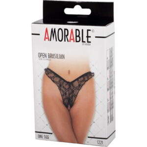 Amorable by Rimba – Open Brazilian Slip – One Size – Zwart