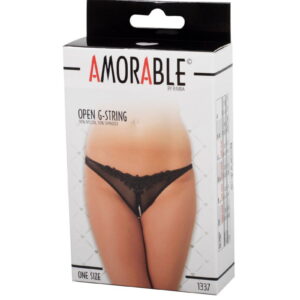 Amorable by Rimba – Open String met parels – One Size – Zwart