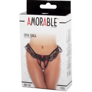 Amorable by Rimba – Open String – One Size – Zwart / Rood