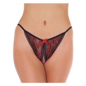 Amorable by Rimba – Open Tanga – One Size – Zwart / Rood