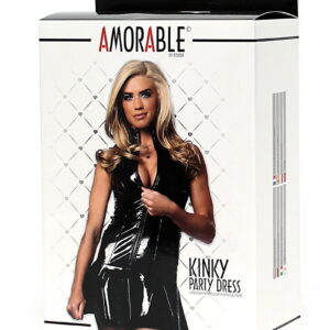 Amorable by Rimba – Party Jurk in Latex Look – Zwart