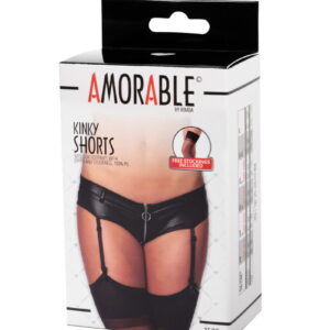 Amorable by Rimba – Broekje met Ritssluiting, Jarretels en Kousen – Zwart