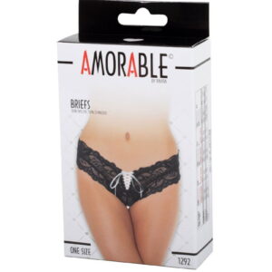 Amorable by Rimba – Slip – One Size – Zwart / Wit