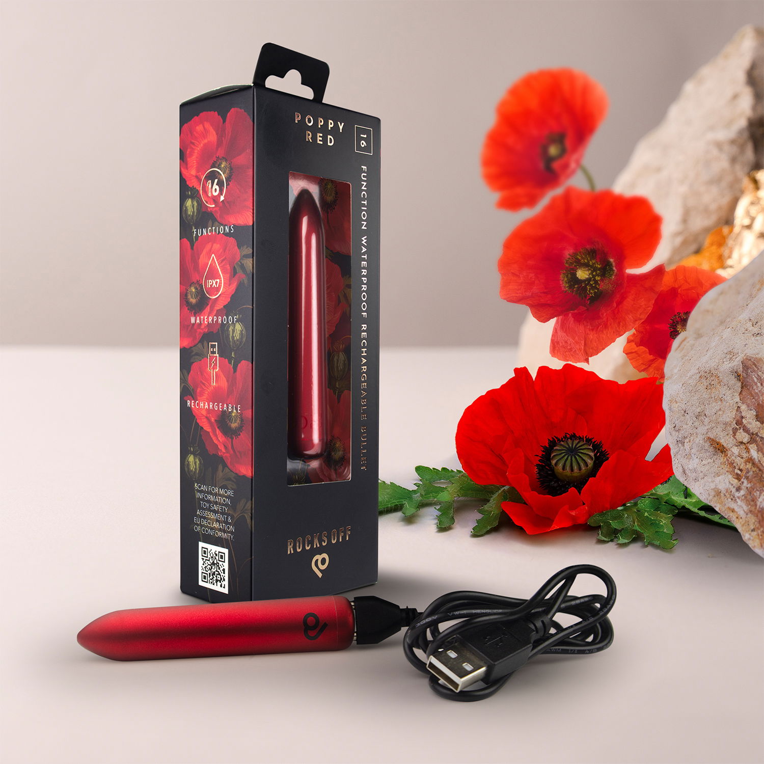 Rocks-Off - Oplaadbare Bulletvibrator - Klaproosrood - Afbeelding 10