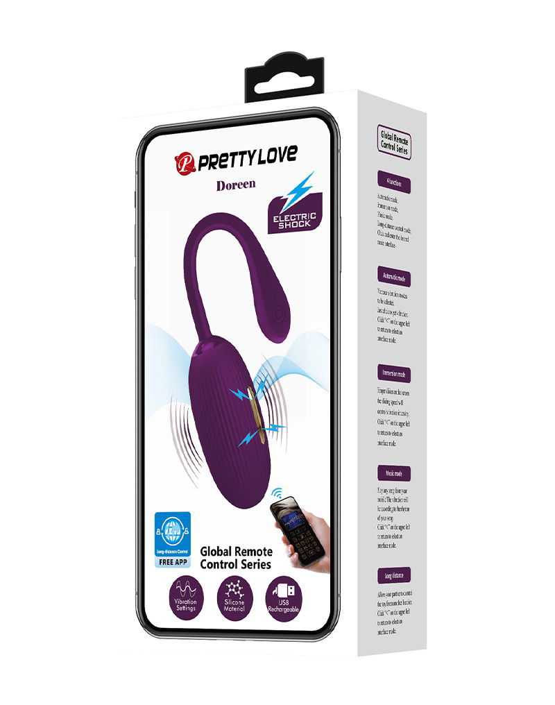 Pretty Love - Doreen - Draagbare Electric Shock Vibrator met Appbediening - Paars - Afbeelding 2