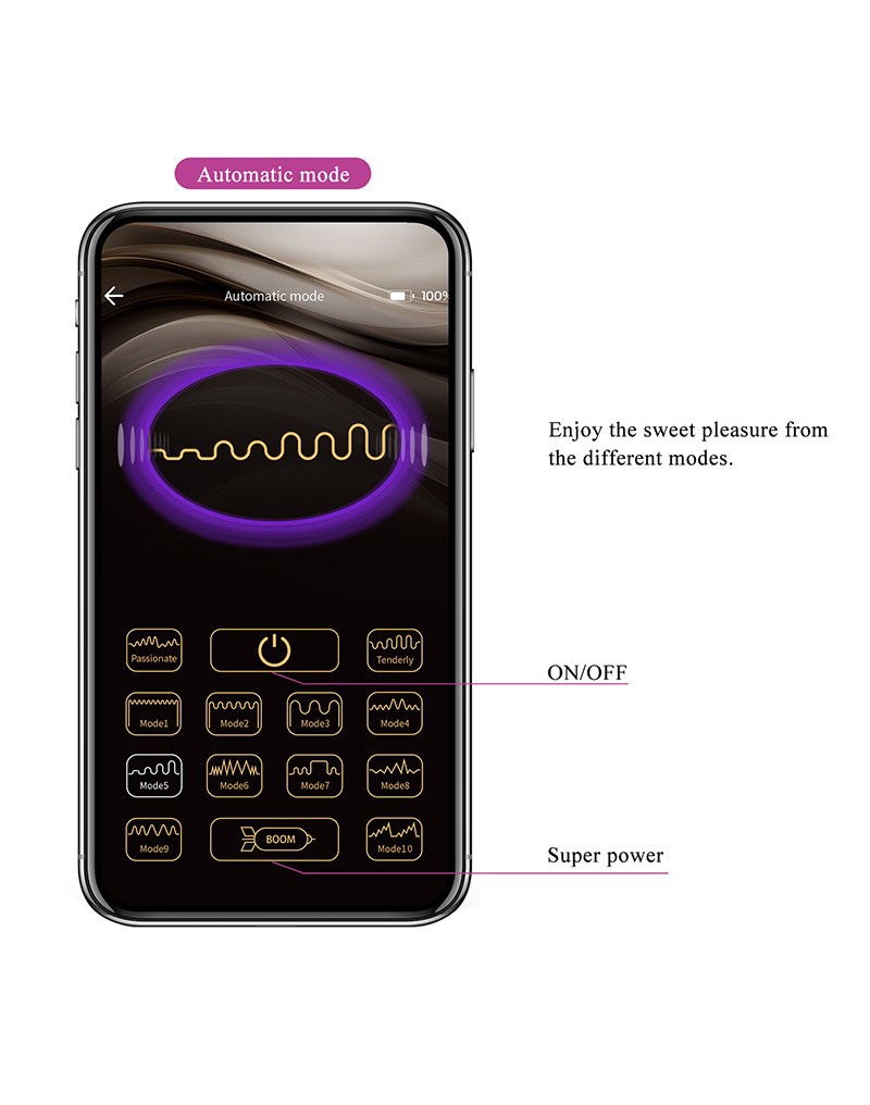 Pretty Love - Doreen - Draagbare Electric Shock Vibrator met Appbediening - Paars - Afbeelding 8