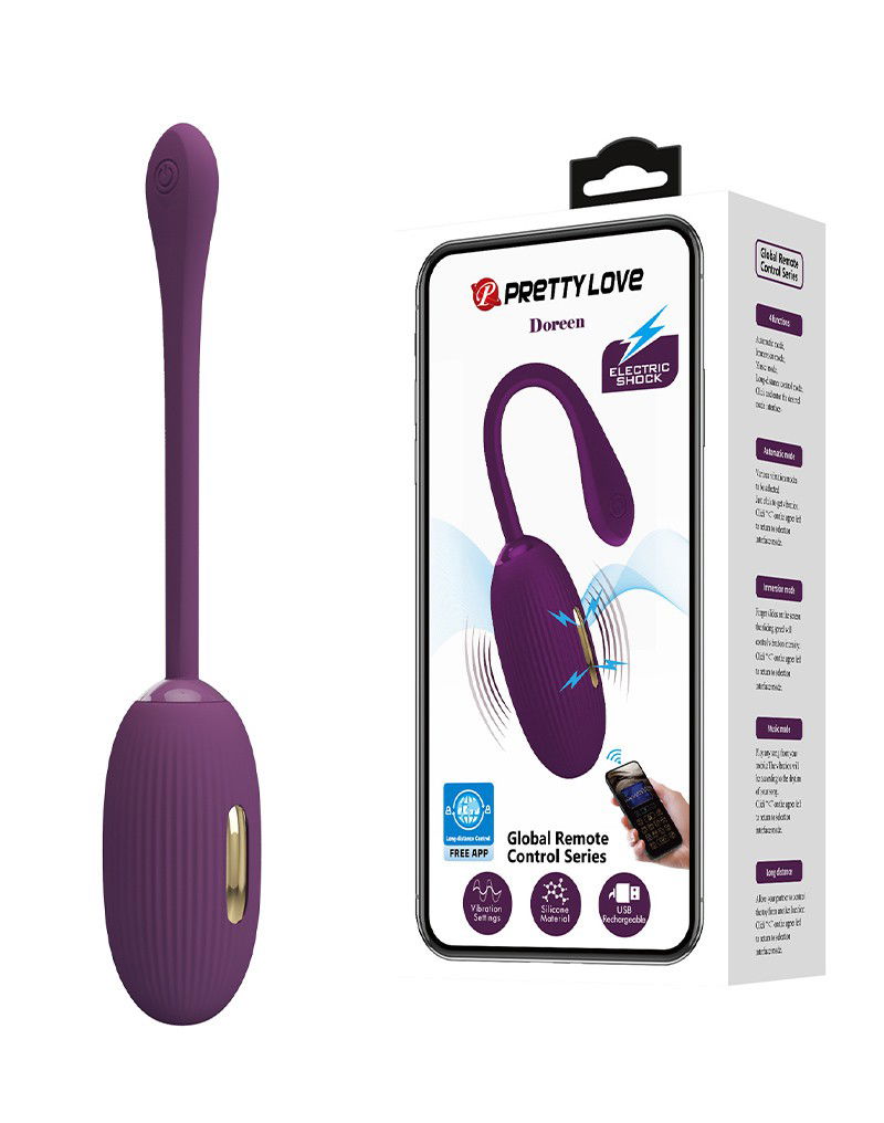 Pretty Love - Doreen - Draagbare Electric Shock Vibrator met Appbediening - Paars - Afbeelding 13