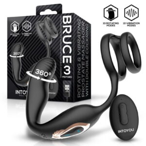 IY – Bruce – Prostaatmassager 360° met dubbele penisringvibratie – Zwart