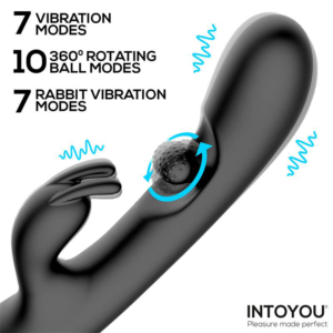 IY – Patty – Rabbit Vibrator met roterende bal – Zwart