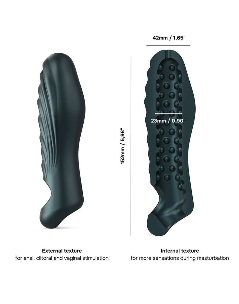 MANWAN - Ryzer - Penis Extender en Zachte Masturbatie Sleeve - Dennengrijs - Afbeelding 2
