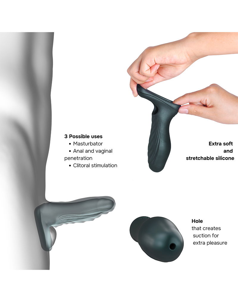MANWAN - Ryzer - Penis Extender en Zachte Masturbatie Sleeve - Dennengrijs - Afbeelding 3